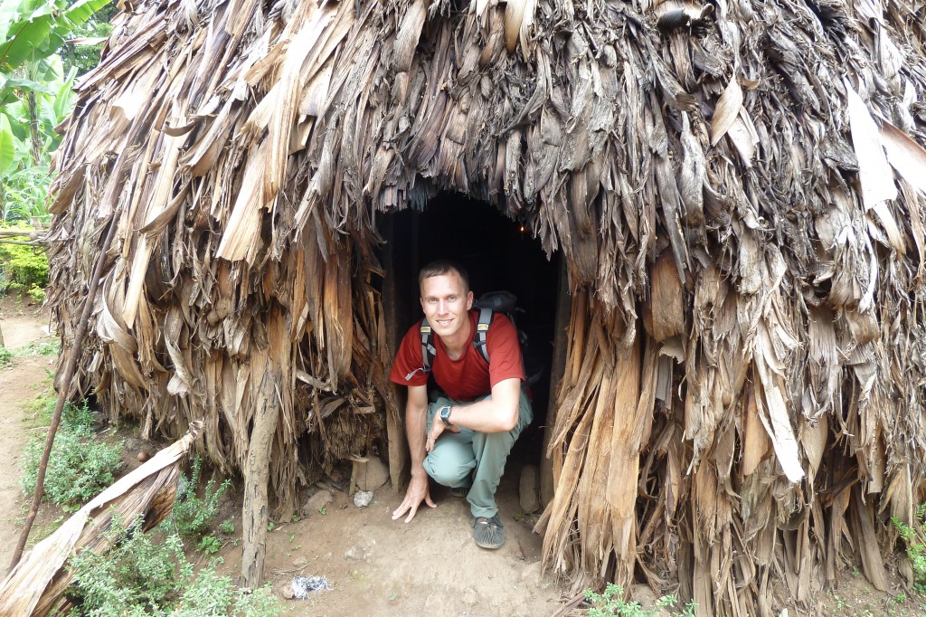 Traditional Chagga hut--this one was 200 years old!  (The thatch roof is replaced regularly.)