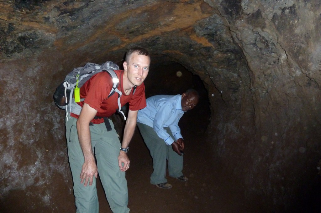 In the hand-dug cave.